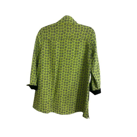 Ali Miles button down blouse lime & black sz Small - Picture 2 of 4